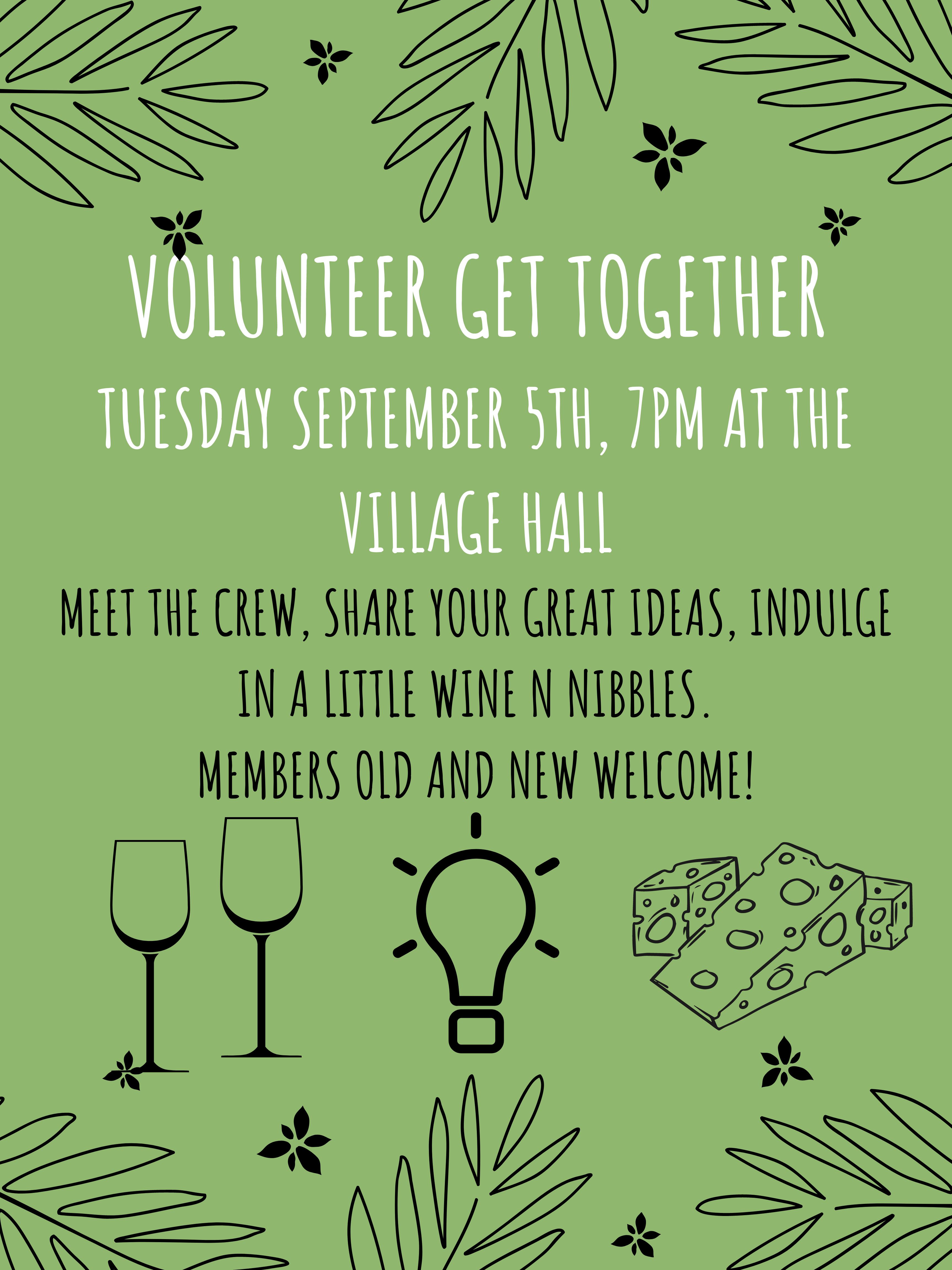 Image of poster for Volunteer meeting 5 September 7pm Ropsley Hall